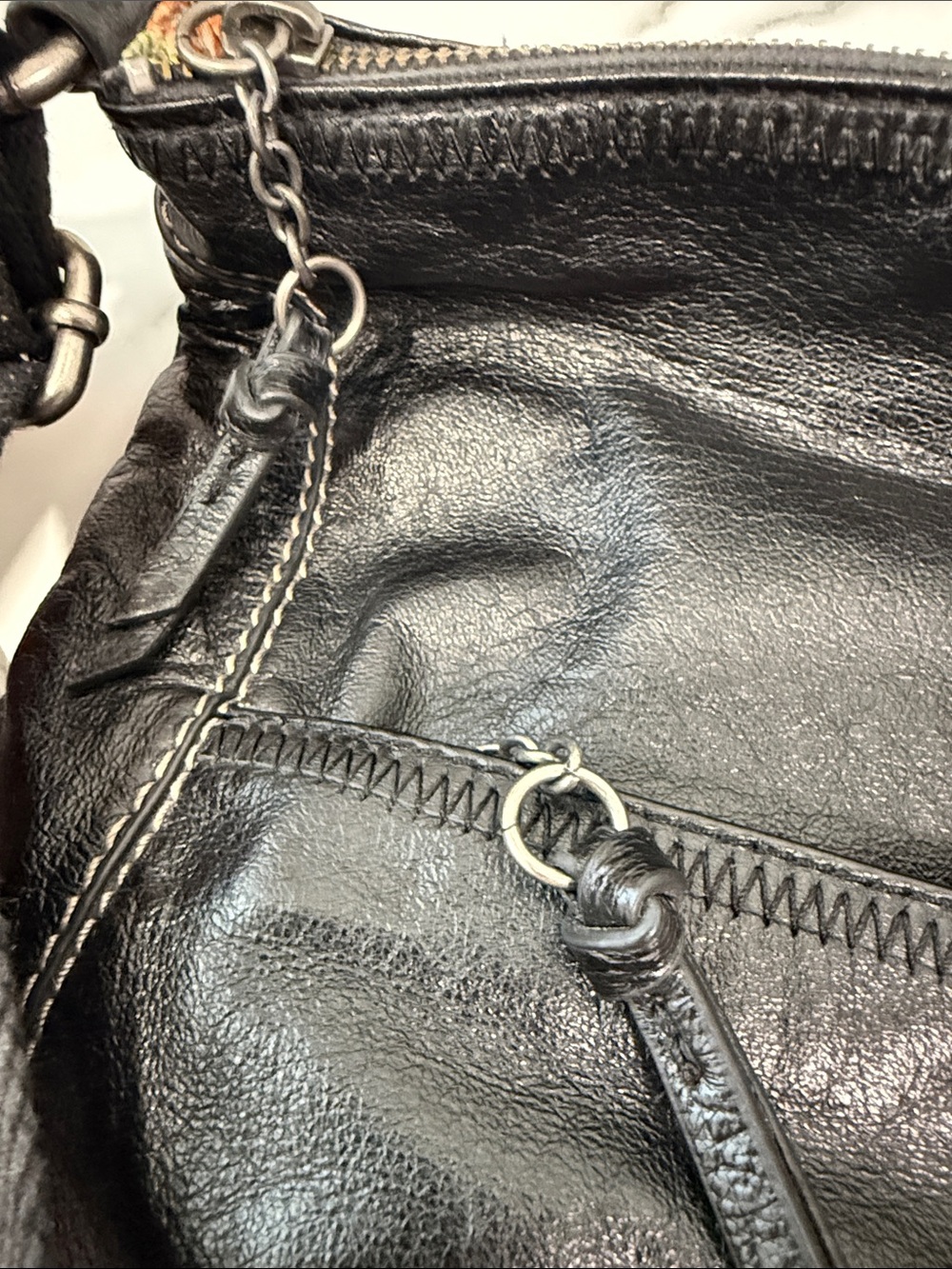 The Sak Black Pebbled Leather Crossbody Bag Purse - Picture 7 of 10